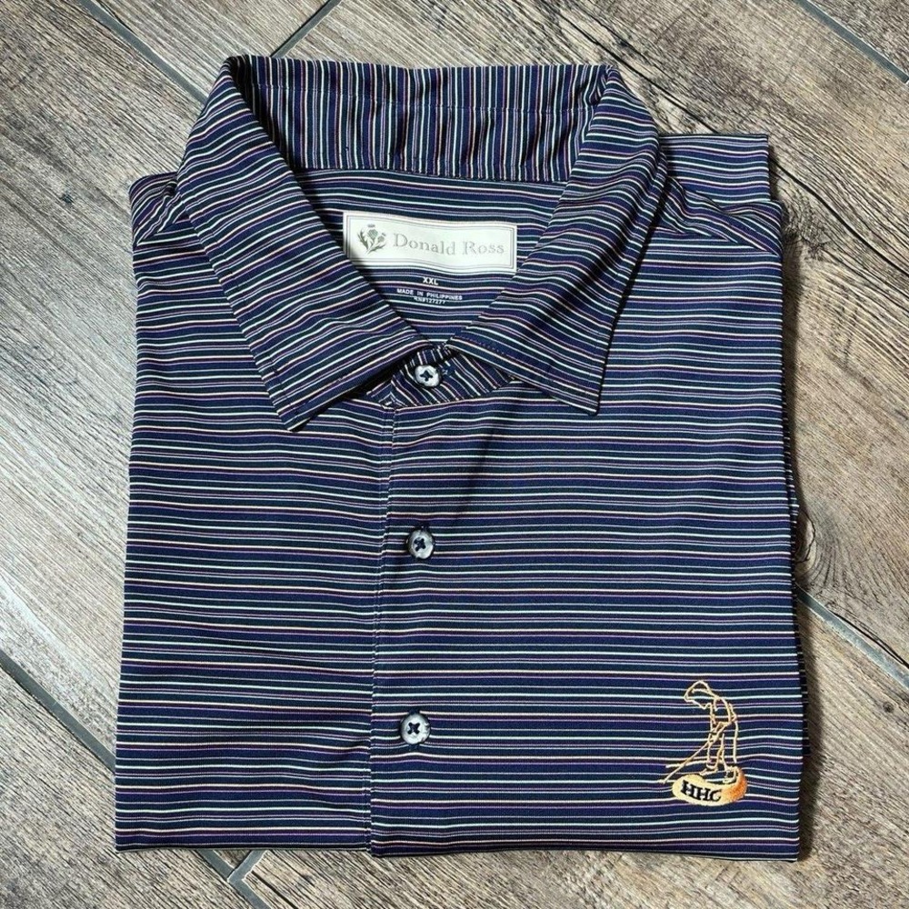 Donald Ross Sportswear Black‎ with multicolored Stripes Golf Polo Men's Size XXL